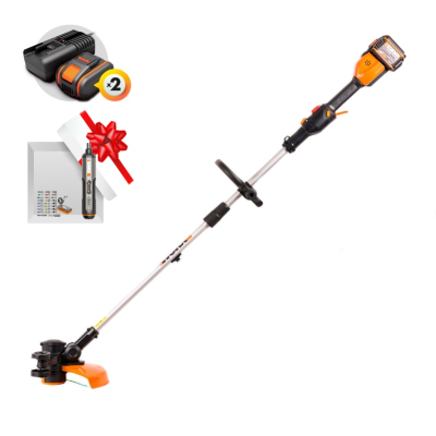Триммер WORX WG185E 40V (38см) бесщеточный аккумуляторный с 4 а/ч х 2 АКБ и ЗУ
